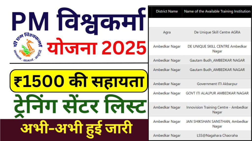 PM Vishwakarma Training Center List